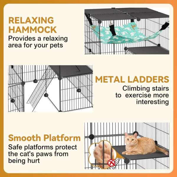 Jaula Catio Modular XL para Gatos (61x61x122 cm) | 4 Niveles, Interior/Exterior, con plataformas y cierre antivuelco.