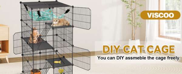 Jaula Catio Modular XL para Gatos (61x61x122 cm) | 4 Niveles, Interior/Exterior, con plataformas y cierre antivuelco.