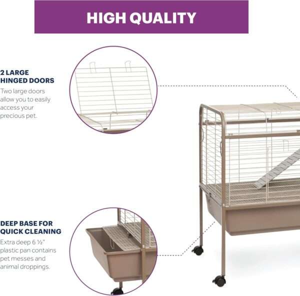 Jaula Grande Corral Rodante para Conejos y Roedores | 84×55×85 cm | Bandeja Profunda 16.5 cm y Rejilla