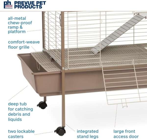 Jaula Grande Corral Rodante para Conejos y Roedores | 84×55×85 cm | Bandeja Profunda 16.5 cm y Rejilla