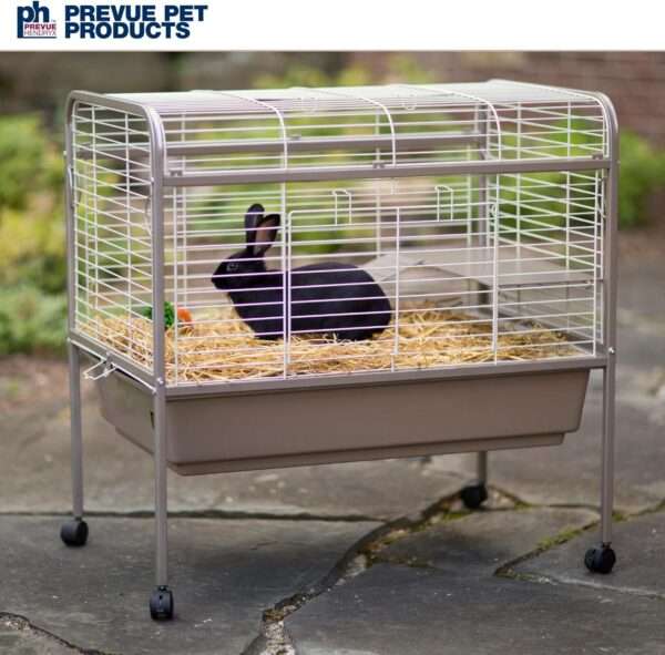 Jaula Grande Corral Rodante para Conejos y Roedores | 84×55×85 cm | Bandeja Profunda 16.5 cm y Rejilla