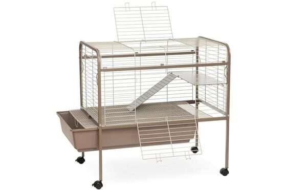 Jaula Grande Corral Rodante para Conejos y Roedores | 84×55×85 cm | Bandeja Profunda 16.5 cm y Rejilla