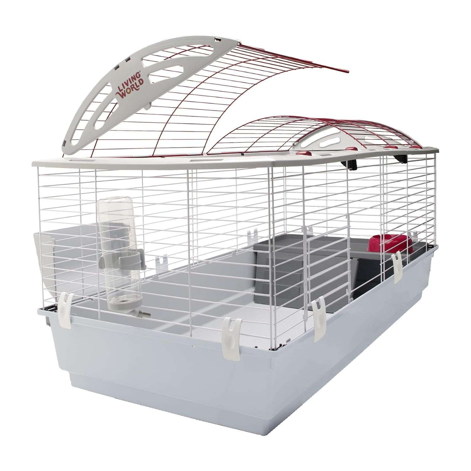 Jaula Grande de Lujo Híbrida para Conejos/Cuyes | Segundo Piso Refugio y Accesorios Externos | 119×58×61 cm
