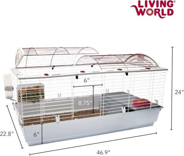Jaula Grande de Lujo Híbrida para Conejos/Cuyes | Segundo Piso Refugio y Accesorios Externos | 119×58×61 cm