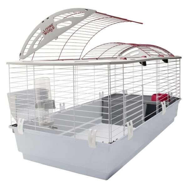 Jaula Grande de Lujo Híbrida para Conejos/Cuyes | Segundo Piso Refugio y Accesorios Externos | 119×58×61 cm