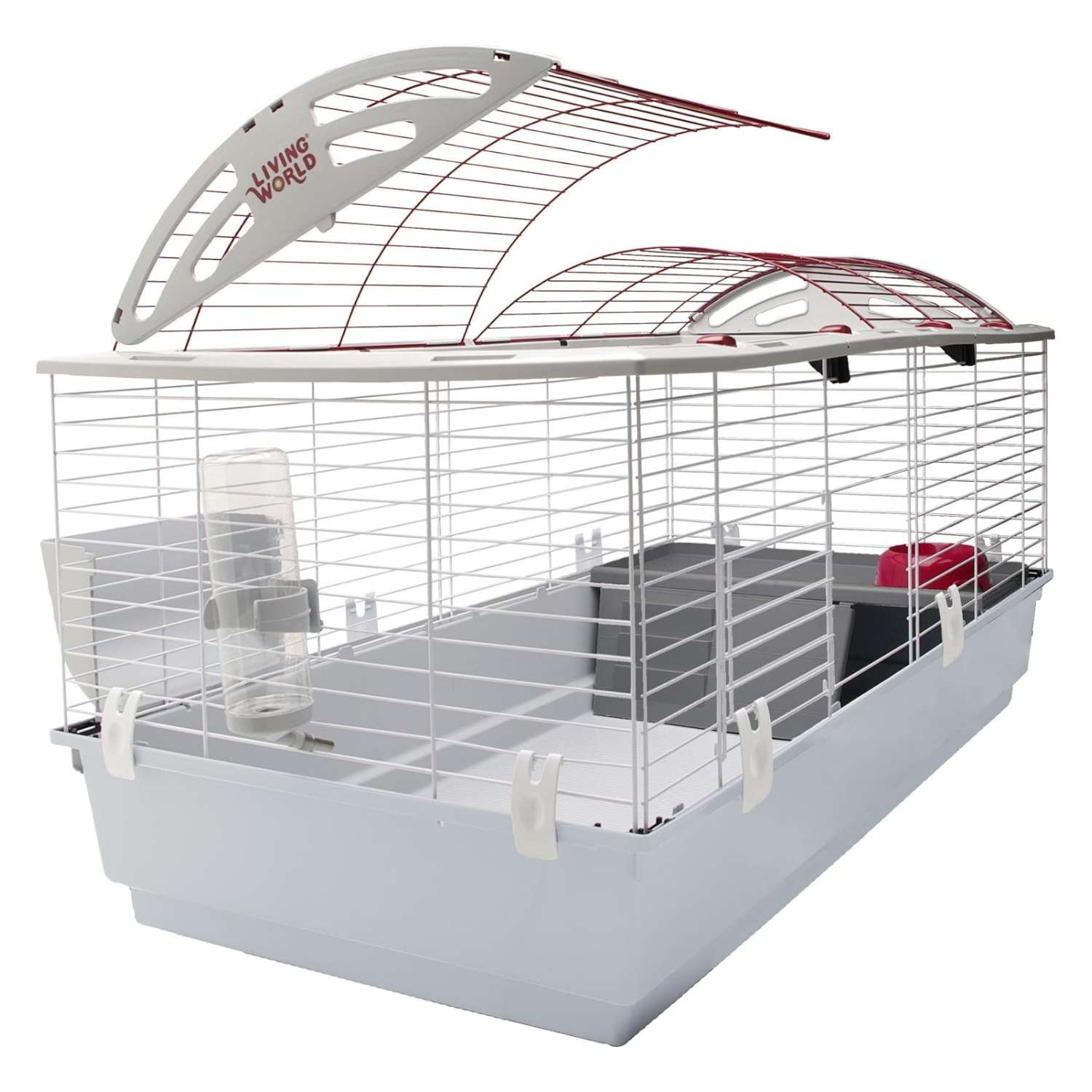 Jaula Grande de Lujo Híbrida para Conejos/Cuyes | Segundo Piso Refugio y Accesorios Externos | 119×58×61 cm