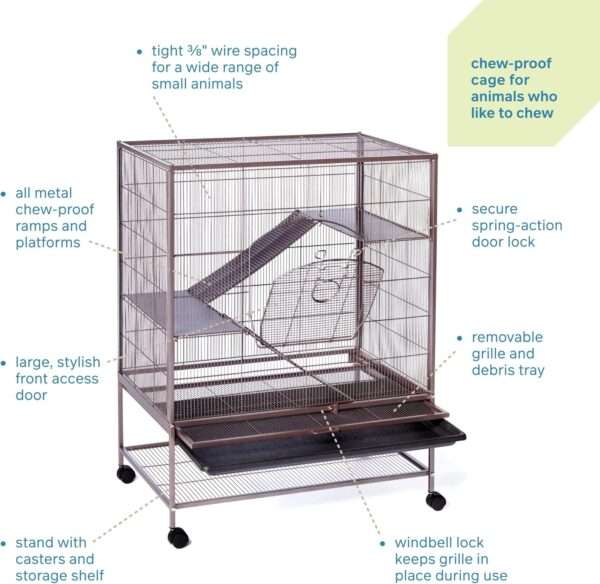 Jaula Hábitat Vertical para Ratas, Chinchillas, Hurones Bebé | 79×52×102 cm | Plataformas Metálicas Sólidas