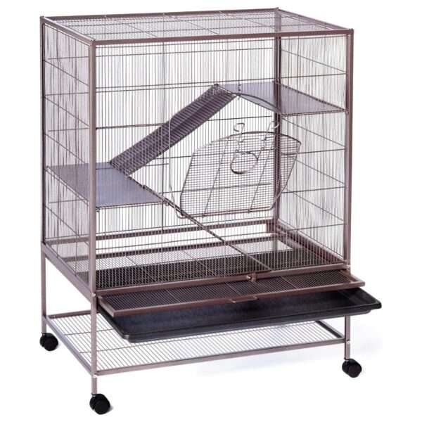 Jaula Hábitat Vertical para Ratas, Chinchillas, Hurones Bebé | 79×52×102 cm | Plataformas Metálicas Sólidas