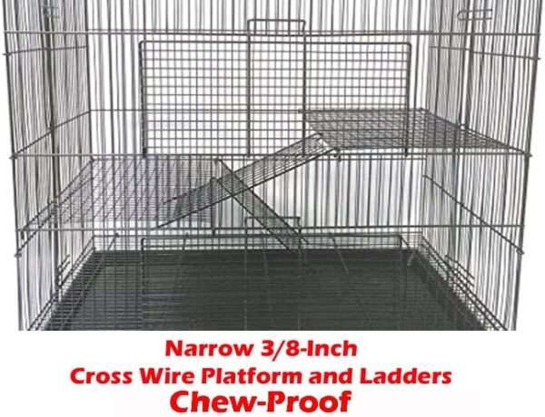 Jaula Plegable 3 Niveles Roedores | 61×41×61 cm | Espacio Anti-Escape 9.5mm | Ratas, Hurones, Chinchillas