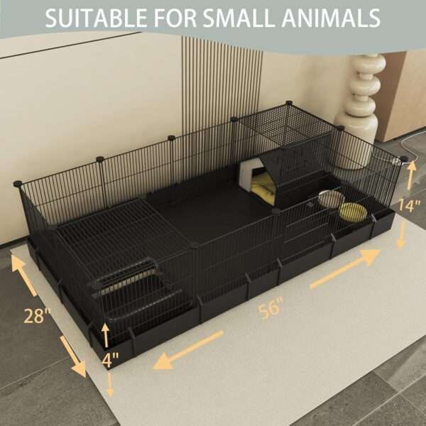 Jaula Modular Armable XL para Cuyes y Conejos | Base Impermeable PVC Anti-Orina | 142×71×35 cm