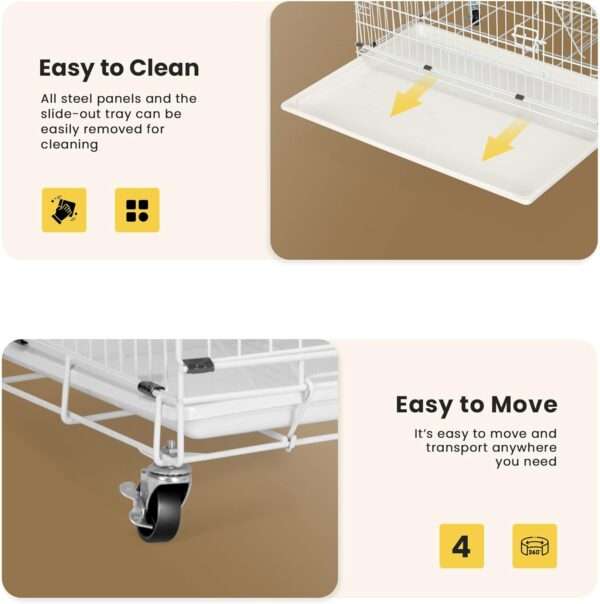 Jaula Plegable VIVOHOME para Gatos (4 Niveles) | Corral Móvil con Ruedas | 81x56x124 cm | Acceso con 2 puertas grandes.