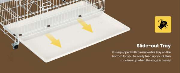 Jaula Plegable VIVOHOME para Gatos (4 Niveles) | Corral Móvil con Ruedas | 81x56x124 cm | Acceso con 2 puertas grandes.