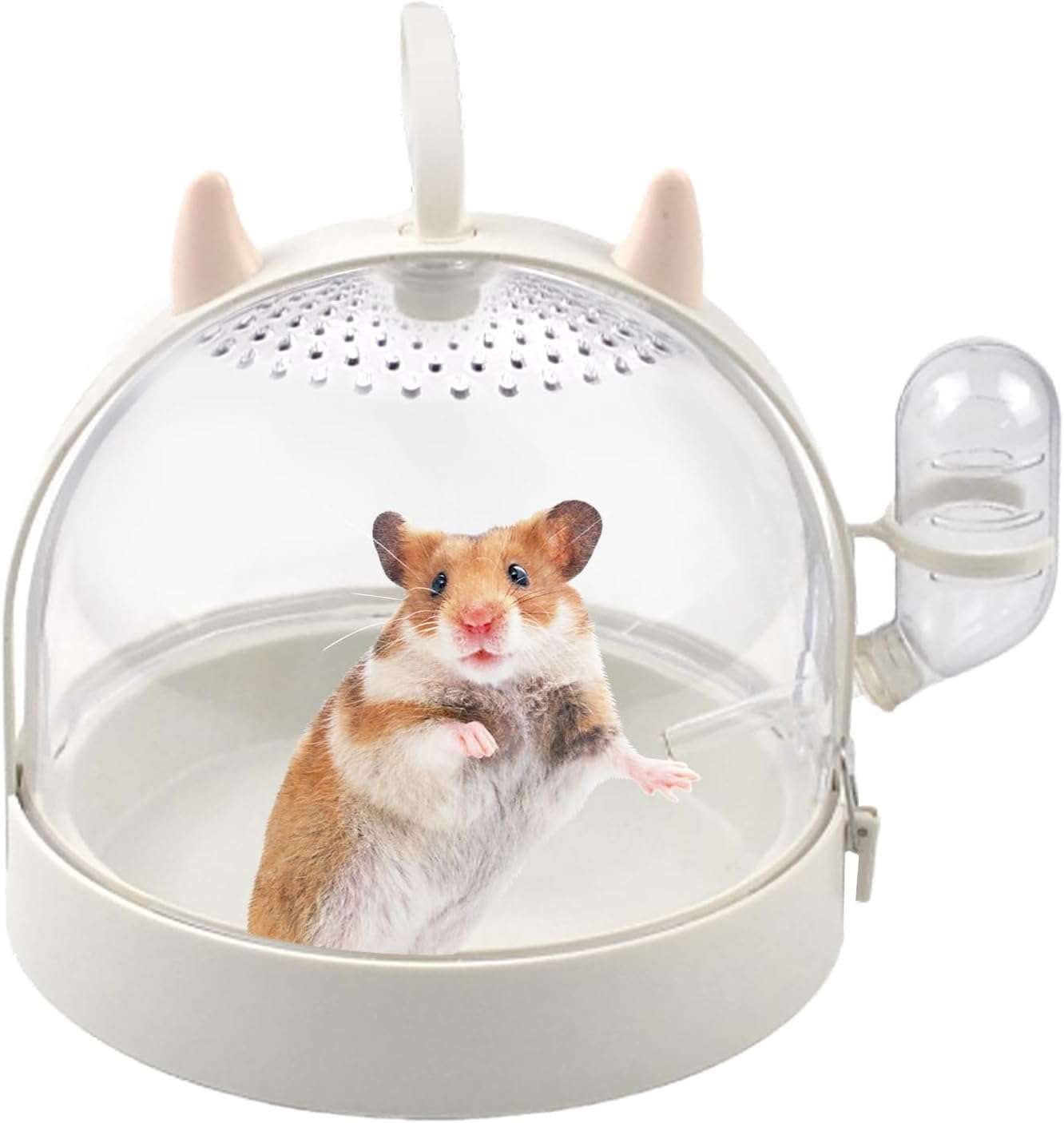 Jaula Transportadora Silenciosa de Acrílico Transparente (18x18 cm). Ventilada y Ligera para Hámster, Erizo y Roedores.