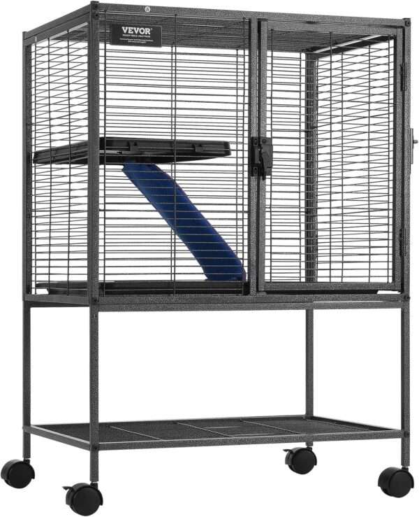 Jaula Vertical 3 Pisos (61x44x87 cm) con Ruedas | Metal Anti-Escape para Hurones y Chinchillas | Bandeja de limpieza.