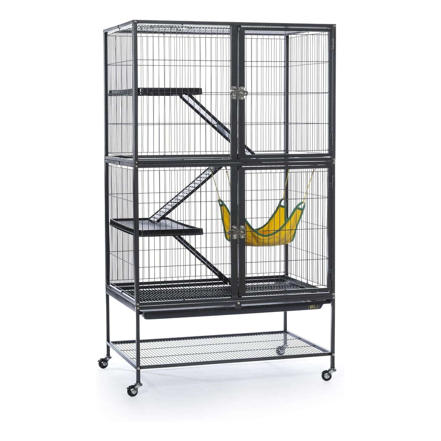 Jaulón Metálico XL 3 Niveles para Hurones y Chinchillas | Con Ruedas, Bandeja Removible y Hamaca | 79×51×105.5 cm