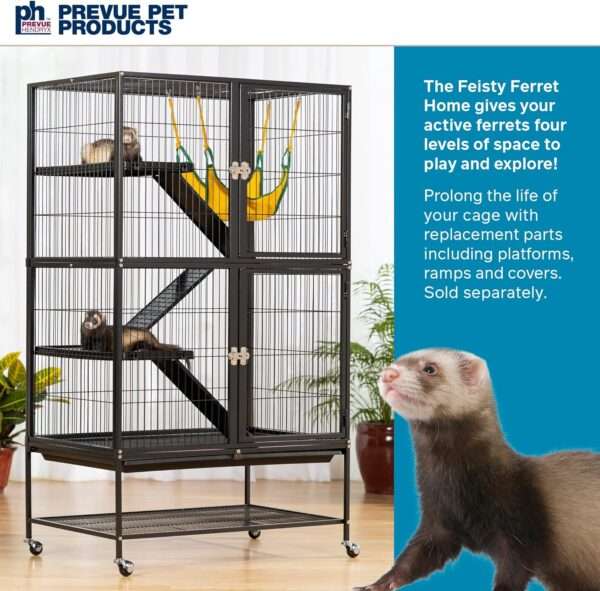 Jaulón Metálico XL 3 Niveles para Hurones y Chinchillas | Con Ruedas, Bandeja Removible y Hamaca | 79×51×105.5 cm