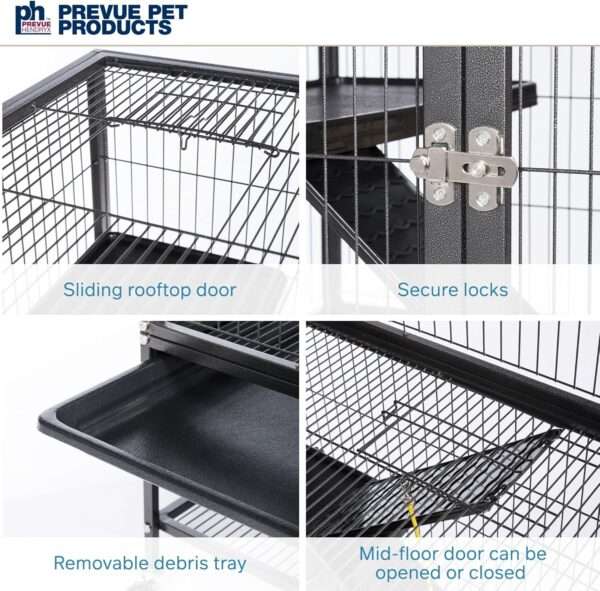 Jaulón Metálico XL 3 Niveles para Hurones y Chinchillas | Con Ruedas, Bandeja Removible y Hamaca | 79×51×105.5 cm