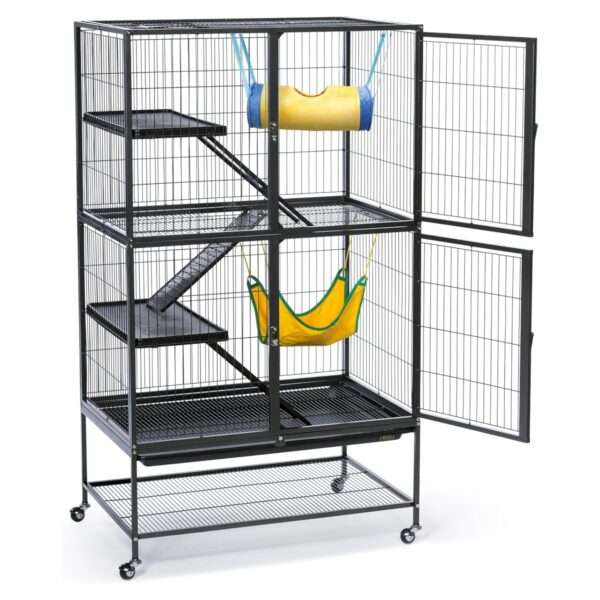 Jaulón Metálico XL 3 Niveles para Hurones y Chinchillas | Con Ruedas, Bandeja Removible y Hamaca | 79×51×105.5 cm
