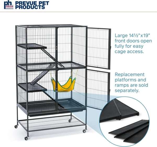 Jaulón Metálico XL 3 Niveles para Hurones y Chinchillas | Con Ruedas, Bandeja Removible y Hamaca | 79×51×105.5 cm