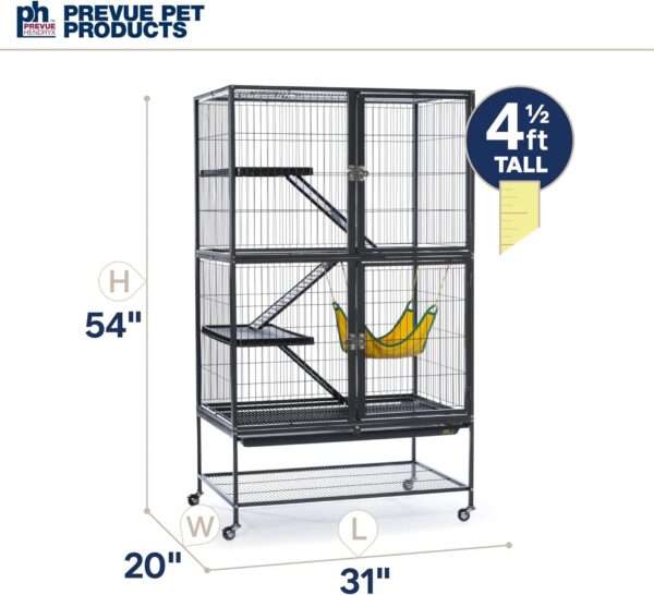 Jaulón Metálico XL 3 Niveles para Hurones y Chinchillas | Con Ruedas, Bandeja Removible y Hamaca | 79×51×105.5 cm