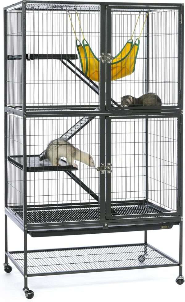 Jaulón Metálico XL 3 Niveles para Hurones y Chinchillas | Con Ruedas, Bandeja Removible y Hamaca | 79×51×105.5 cm