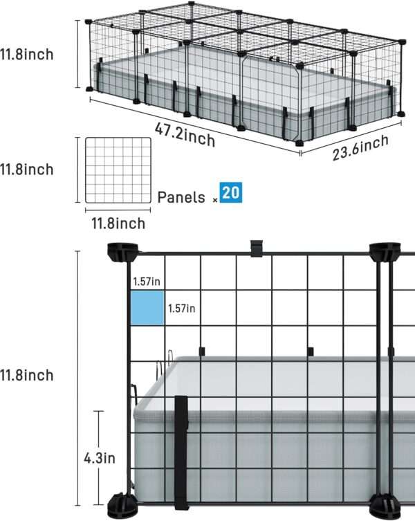 Jaulón Modular XL Anti-Escape para Cuyes/Conejos | Con Techo de Seguridad, 20 Paneles y Forro Impermeable 119×61 cm