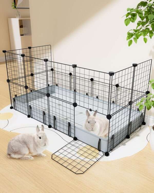 Jaulón Modular XL Anti-Escape para Cuyes/Conejos | Con Techo de Seguridad, 20 Paneles y Forro Impermeable 119×61 cm