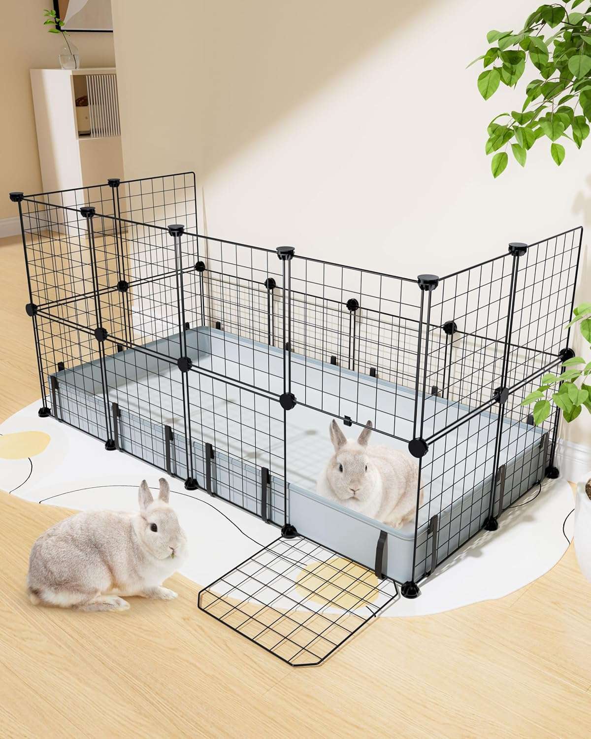 Jaulón Modular XL Anti-Escape para Cuyes/Conejos | Con Techo de Seguridad, 20 Paneles y Forro Impermeable 119×61 cm