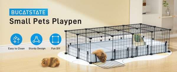 Jaulón Modular XL Anti-Escape para Cuyes/Conejos | Con Techo de Seguridad, 20 Paneles y Forro Impermeable 119×61 cm
