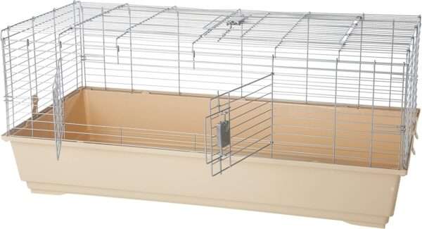 Jaulón JUMBO para Conejos, Cuyes y Hurones | 123×67.5×52 cm | Balcón, Kit de Accesorios y Apertura Dual