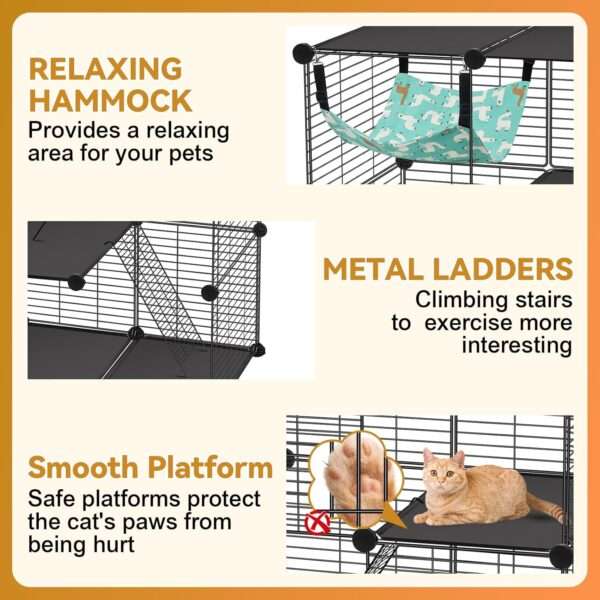 Jaulón/Corral Modular Armable Gatos 3 Niveles | Interior/Exterior, Refuerzo Anti-Vuelco | 61×30.5×91.5 cm