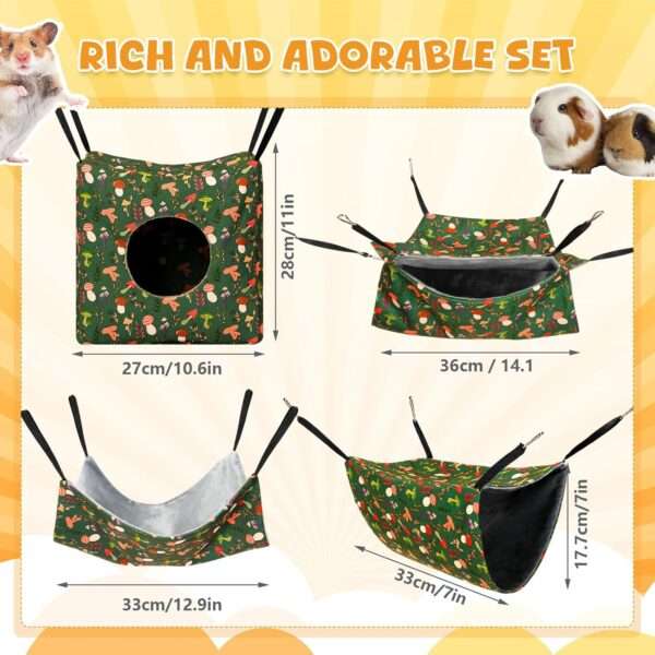Kit 4-en-1 (8 piezas) de Hamacas Dobles, Túnel, Nidos y Mantas para Hurón, Cobaya (Cuy) y Ratas. Accesorios ajustables y lavables.