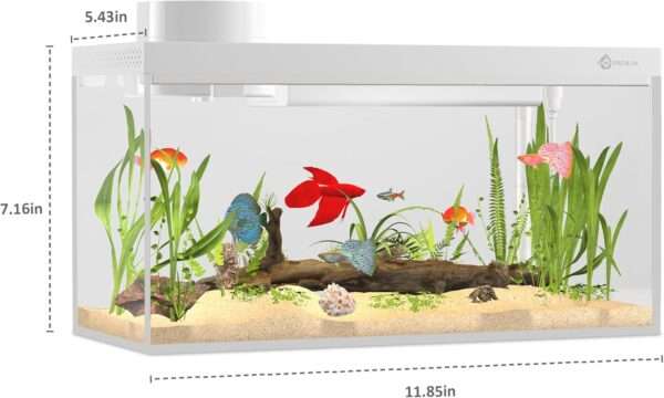 Acuario Inteligente Kit All-in-One con Control Total por App Bluetooth, alimentador automático, termómetro y Vidrio Ultra HD (30x18x14 cm).