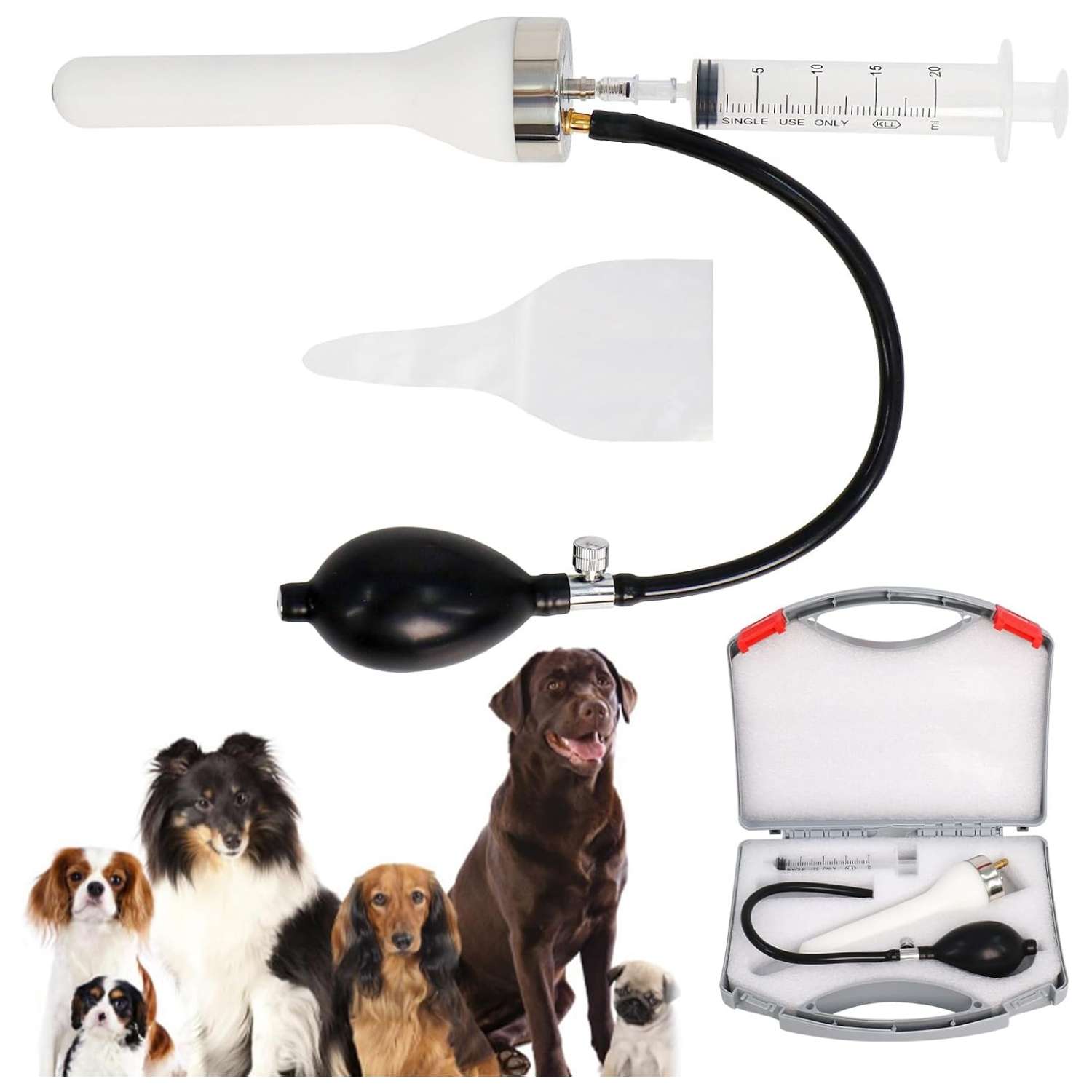 Kit de Inseminación Artificial Canina Profesional. Incluye Válvula Antirretorno. Silicona Médica para Perros Medianos y Grandes.