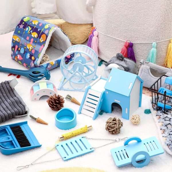 Kit de Inicio 24 Piezas para Conejillo de Indias (Cuy). Incluye Cama, Túnel, Juguetes Molares y Accesorios de Limpieza. Solución Ahorra Tiempo.