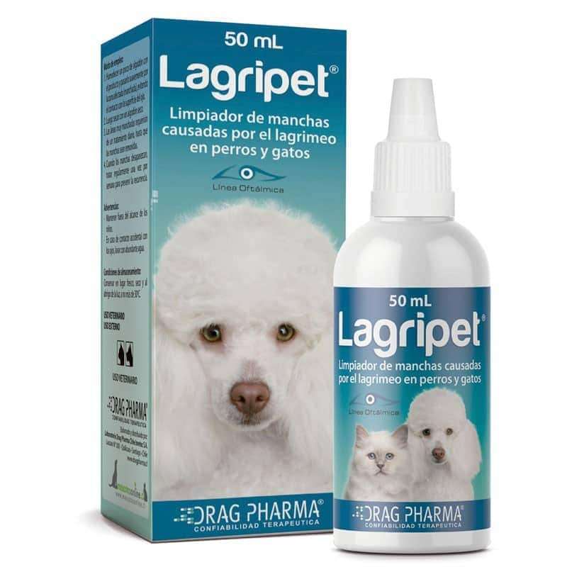 Limpiador oftálmico Lagripet de Drag Pharma 50 mL elimina y previene manchas café en el pelaje de perros y gatos por lagrimeo.