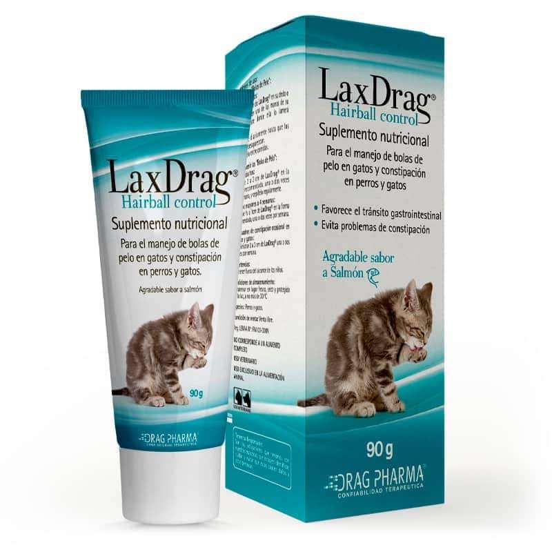 LaxDrag Hairball Control (Drag Pharma). Pasta oral sabor salmón para gatos. Suplemento que previene y trata las bolas de pelo y la constipación.