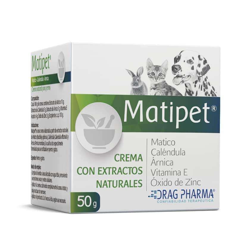 Matipet Crema. Cicatrizante natural para mascotas con Matico, Calendula y Arnica. Contiene Vitamina E y Oxido de Zinc.