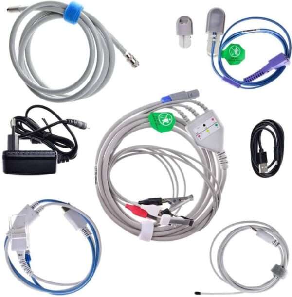 Monitor Veterinario Portátil M6 de 5 Parámetros (ECG, SpO2, NIBP, TEMP) | Pantalla 4.3" y Batería 8 Horas | Puños y Sensores Multiespecie.