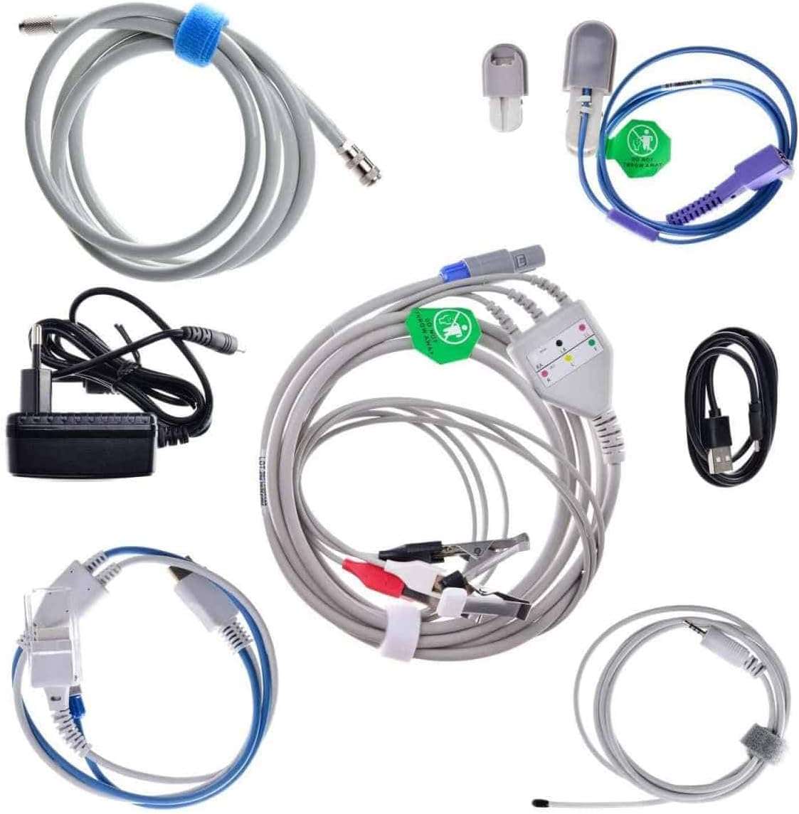 Monitor Veterinario Portátil M6 de 5 Parámetros (ECG, SpO2, NIBP, TEMP) | Pantalla 4.3" y Batería 8 Horas | Puños y Sensores Multiespecie.