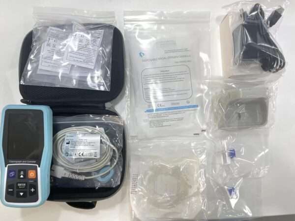 Monitor Veterinario Portátil 3.5" para Emergencias. Mide EtCO2 (Capnografía), SpO2 (Saturación) y Frecuencia Cardíaca (PR). Uso en animales intubados y no intubados.