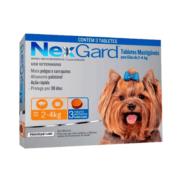 NexGard 2-4 kg 1 Comprimido. Antiparasitario perros pequeños, pulgas, garrapatas y ácaros.
