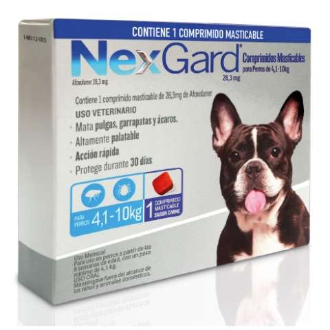 NexGard 4.1-10 kg. Antiparasitario perros medianos. Comprimido contra pulgas y garrapatas.