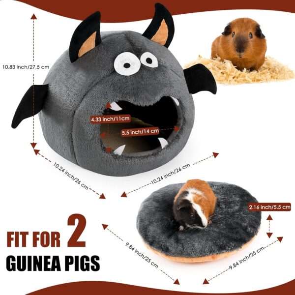 Escondite Nido Murciélago (10.2") para Cobaya (Cuy). Cama de fibra de poliéster con almohada extraíble y base antideslizante. Ideal para Halloween.