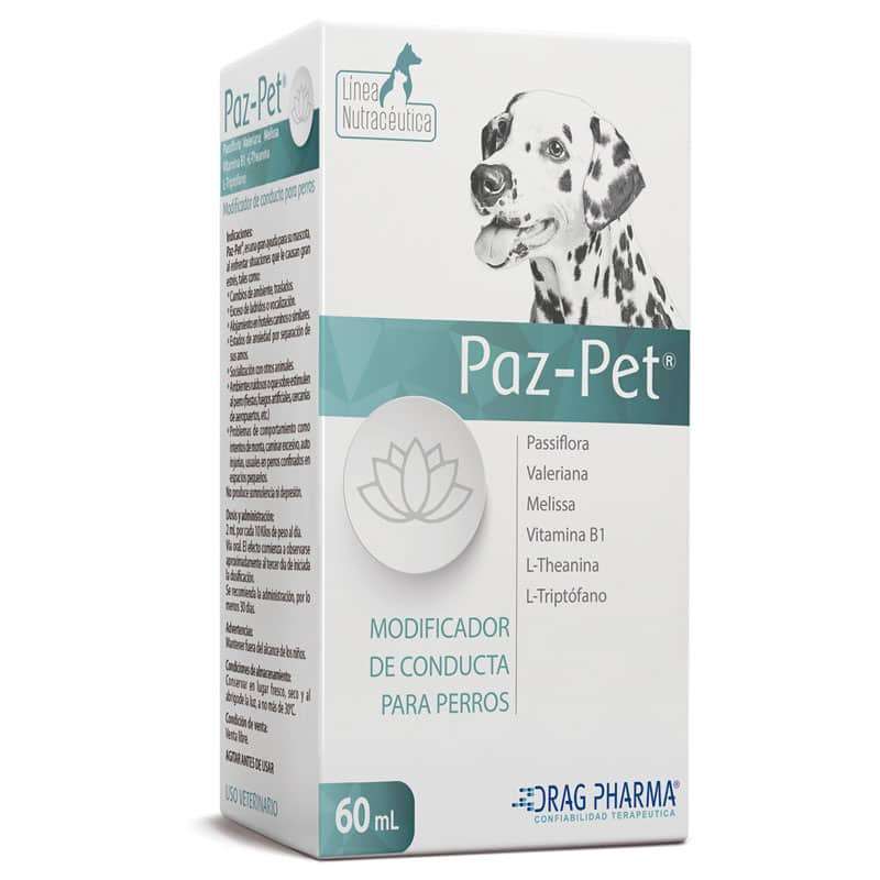 Paz-Pet Suspension 60 mL. Modificador de conducta natural para perros. Antiestres con Valeriana y L-Teanina.