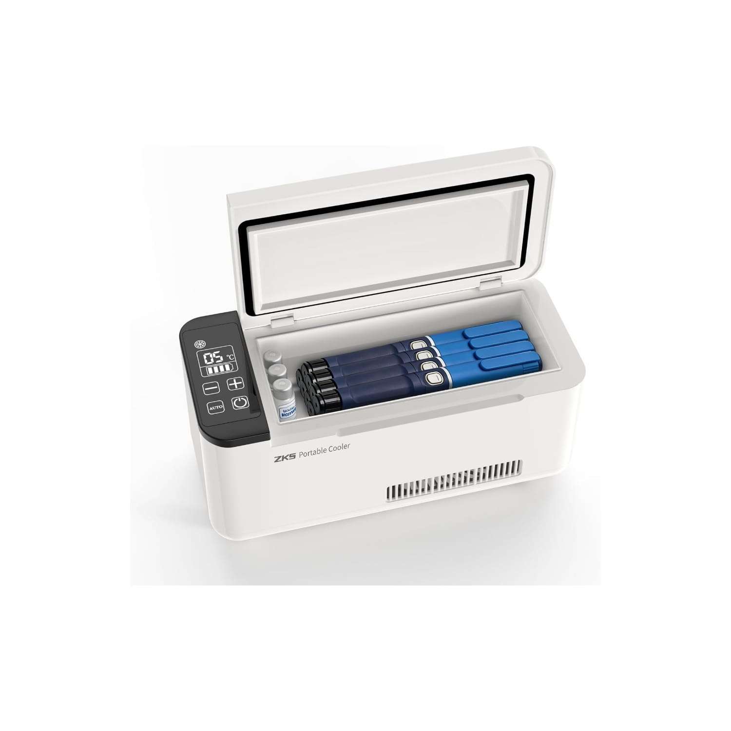 Refrigerador Portátil de Insulina y Medicamentos Veterinarios | 8 Horas de Batería | Control LCD de 2 ∘ C a 20 ∘ C | Aprobación FAA.