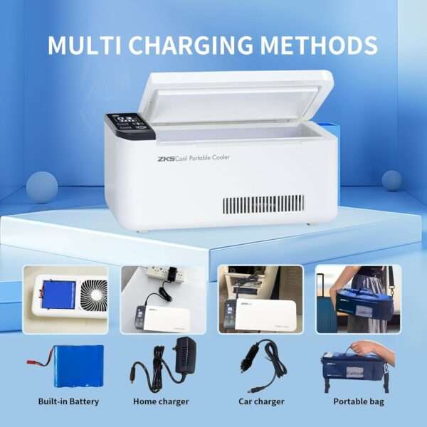Refrigerador Portátil de Insulina y Medicamentos Veterinarios | 8 Horas de Batería | Control LCD de 2 ∘ C a 20 ∘ C | Aprobación FAA.