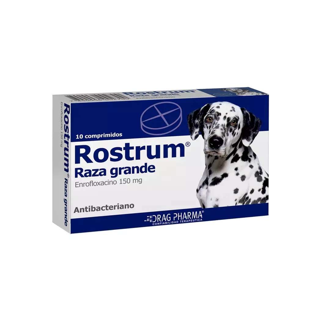 Rostrum 150 mg Comprimidos Enrofloxacino Antibiótico Perros Raza Grande Drag Pharma.
