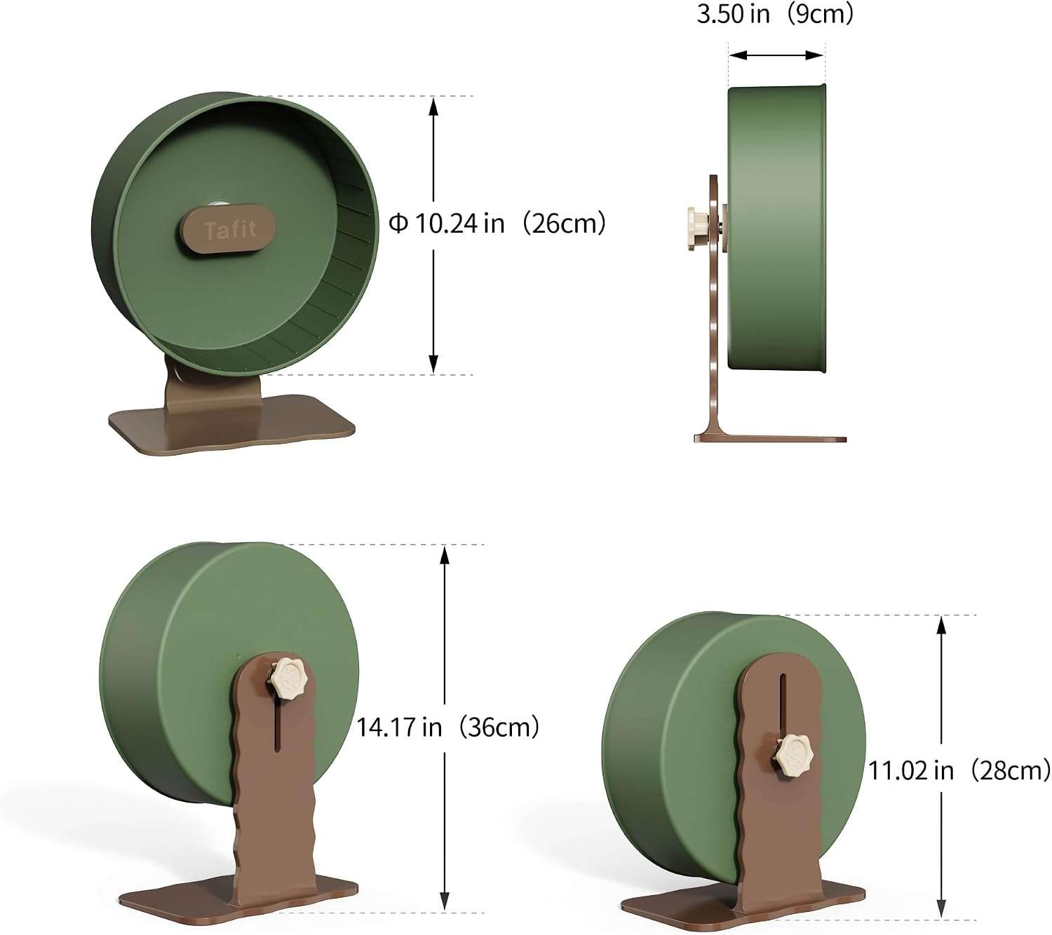 Rueda de Ejercicio Súper Silenciosa XXL (26 cm) con Rodamientos Premium para Hámster Sirio y Ratas. Base estable y Altura Ajustable.