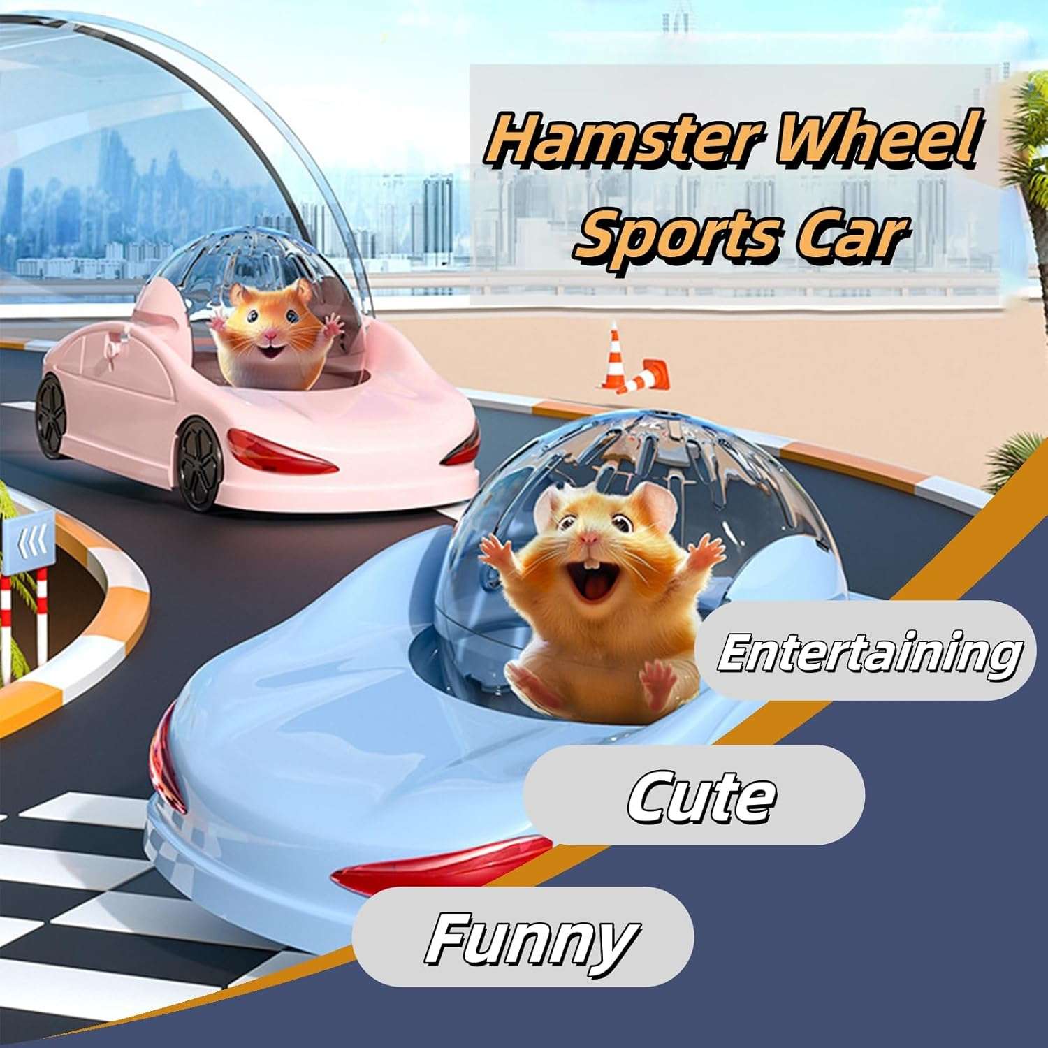 Esfera de ejercicio para hamster con diseño de auto deportivo desmontable y ventilado.